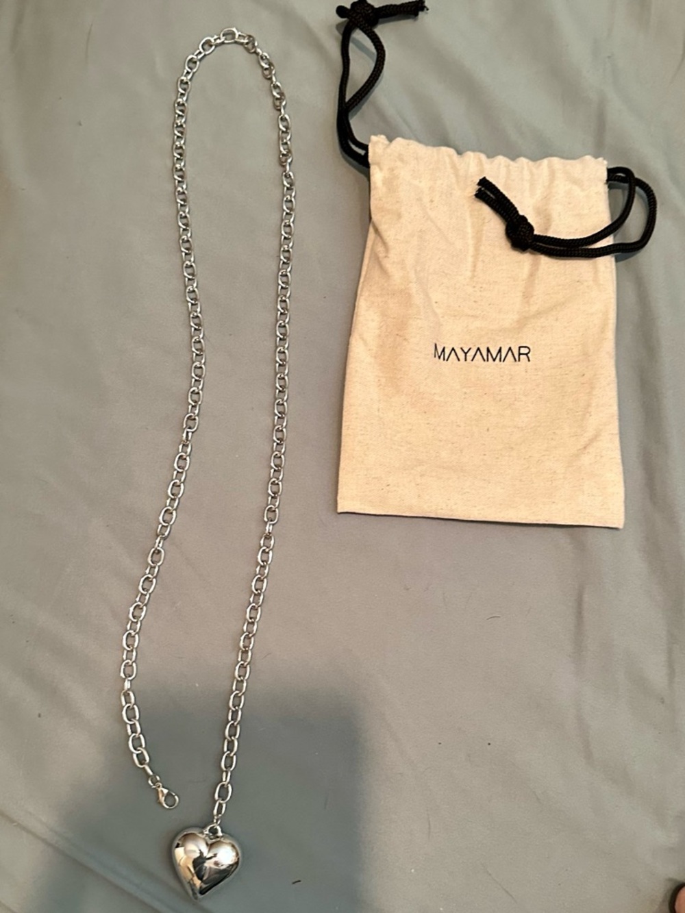 Mayamar NWT Puffy Heart Wrap Necklace / Belt - Silver (Model MM-01436) - Picture 3 of 7